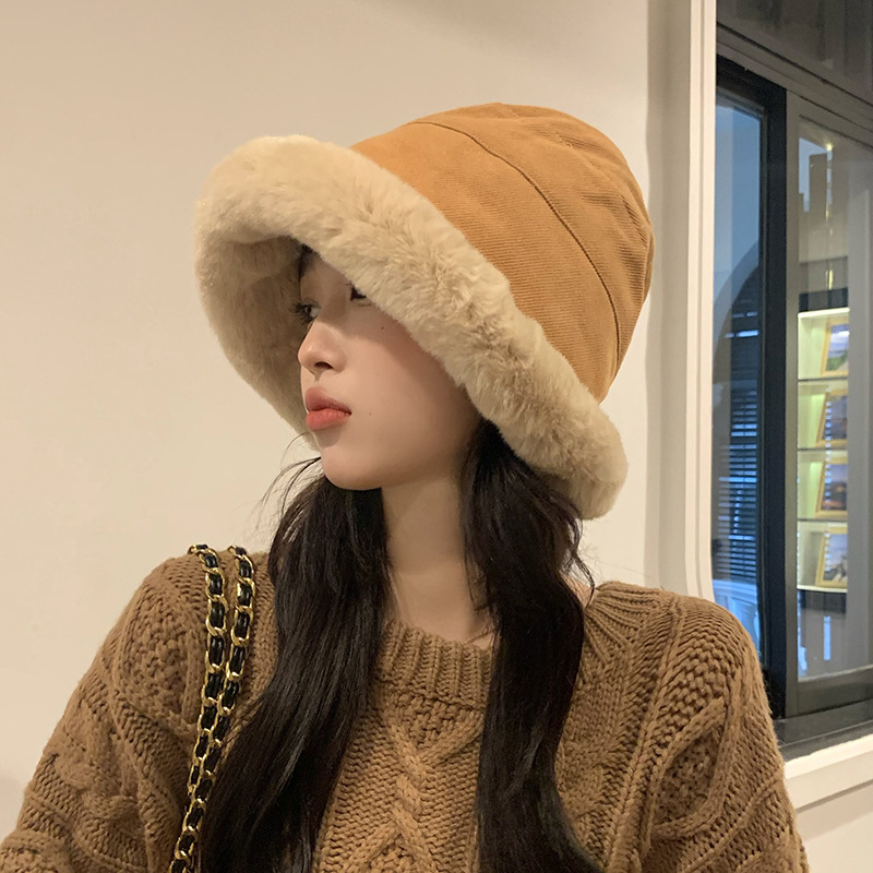 밍크 보넷모자 벙거지 퍼 버킷햇 양면 스웨이드 여성 겨울 털모자 - 상품 이미지