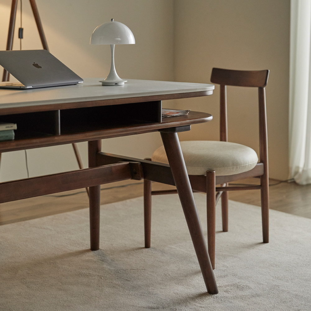 데이지 양면 세라믹 식탁 수납형 테이블 4인용 스퀘어 화이트/그레이 1400 월넛