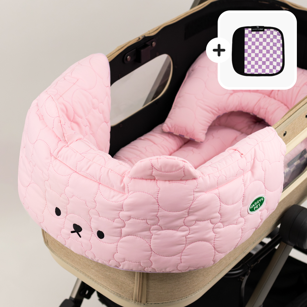 해리스펫 강아지유모차 방석 쿠션 라이너+컴포터+볼스터 3종세트 - 베리모어 투웨이 핑크&라즈베리