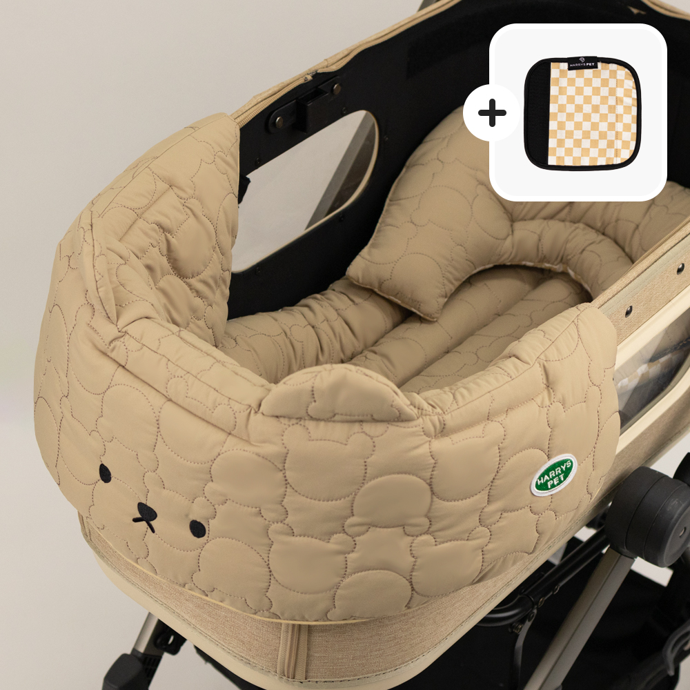 해리스펫 강아지유모차 방석 쿠션 라이너+컴포터+볼스터 3종세트 - 베리모어 투웨이 베이지&월넛