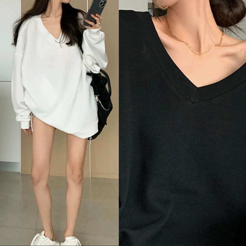 여성맨투맨 박스티 롱 흰 무지 박서 티 오버핏 빅사이즈 3XL 이미지 2