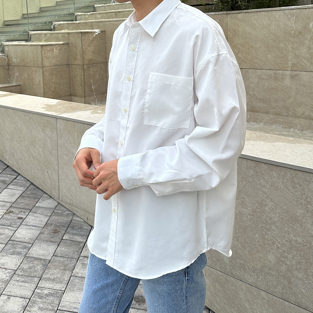 남자셔츠 남성남방 오버핏 스웨이드 남자기모셔츠 이미지 3