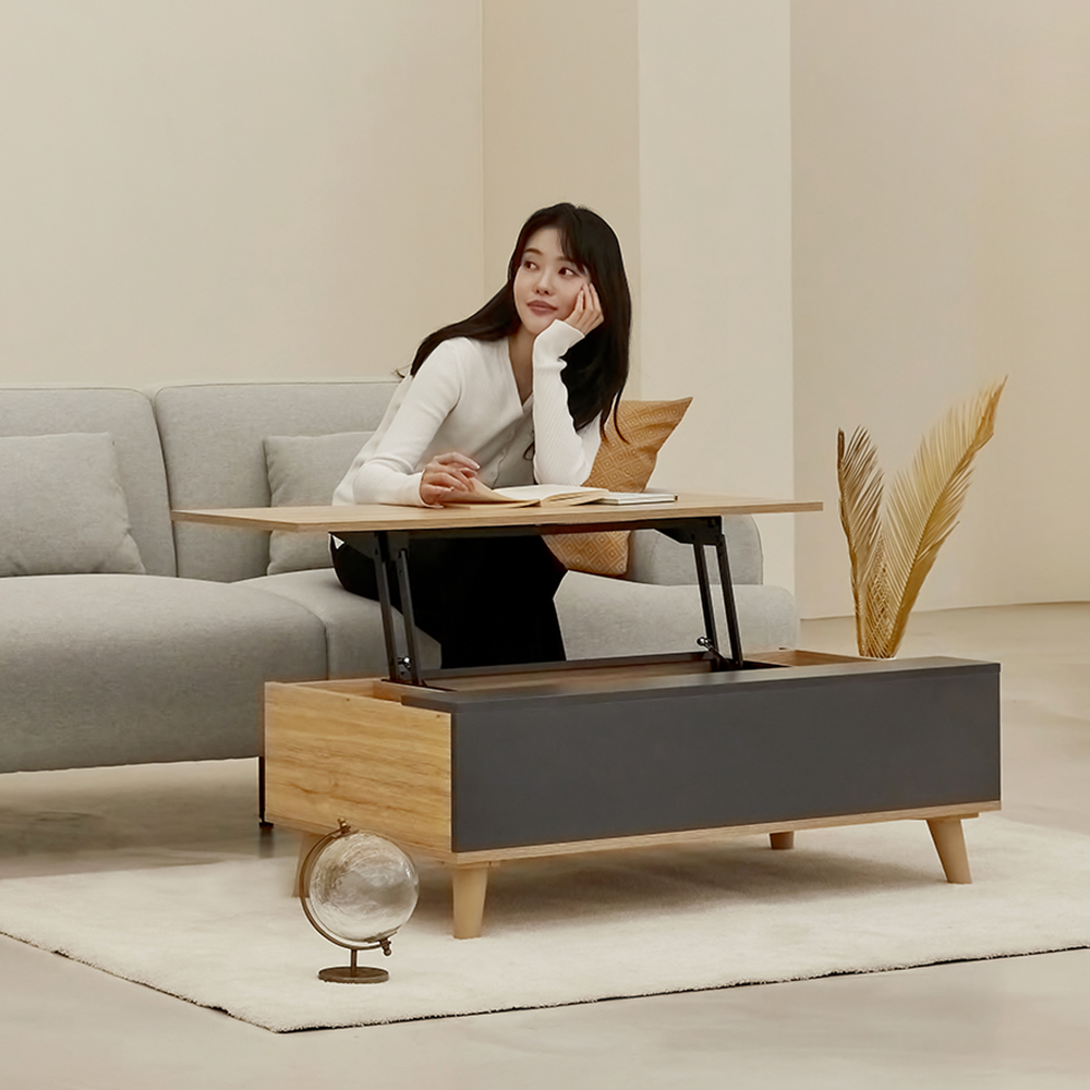 [웰퍼니쳐] 브루노 높이조절 리프트업 거실 협탁 수납 소파 테이블 