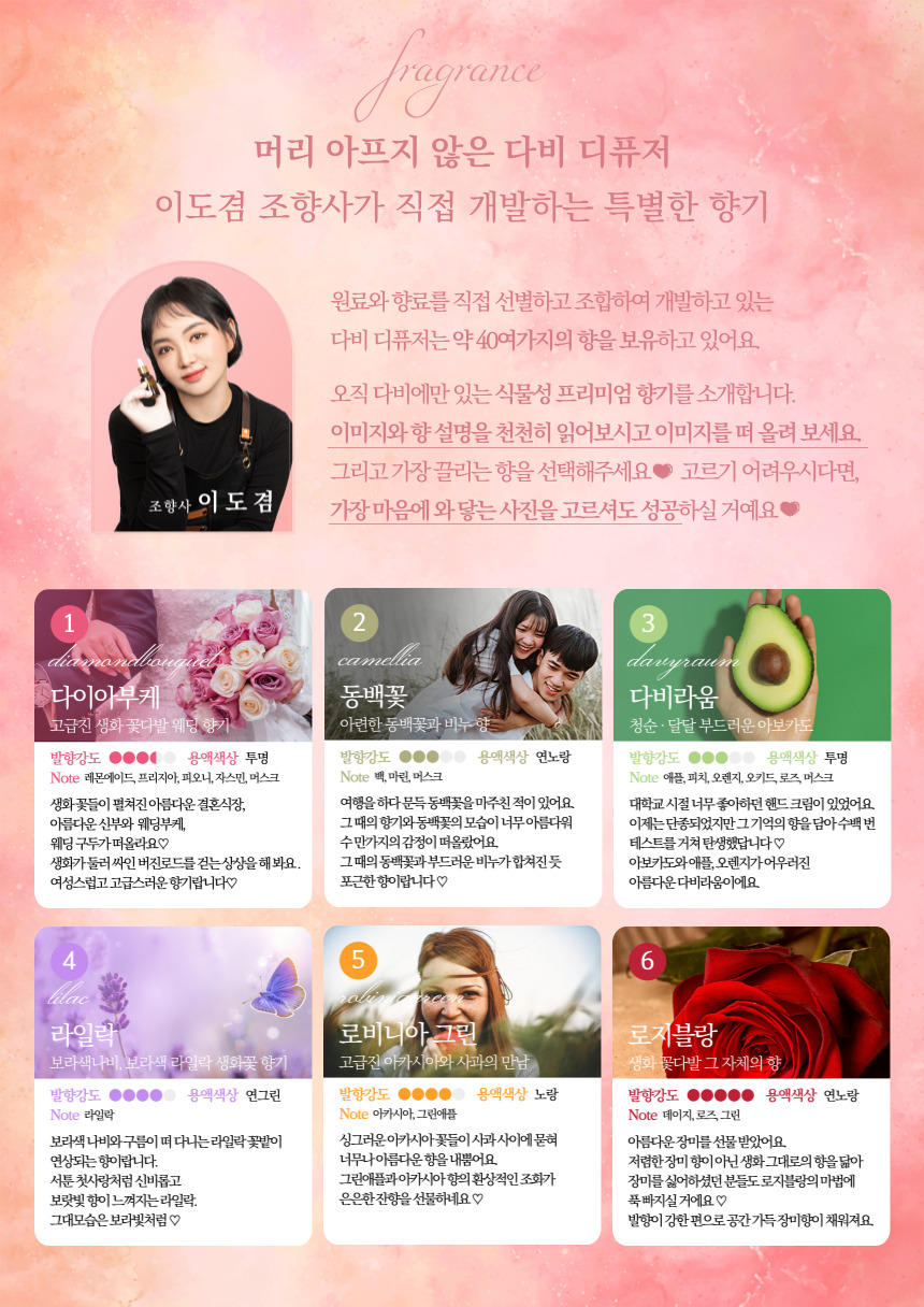다비 조향사가 만든 프리미엄 차량용 방향제 50ml 아로마 디퓨저 공간향 침실 화장실 사무실 카페 향테리어 - 상세 이미지 5