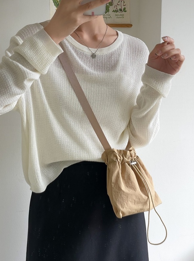 가벼운 나일론 복조리 여행 핸드폰가방 버킷 스트링 미니 크로스백 파우치 - 상세 이미지 2