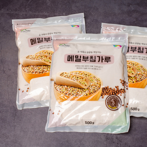우리밀 메밀부침가루 500g 국산 100% 전병 부침개 전 요리 : 변산메밀.부김농산