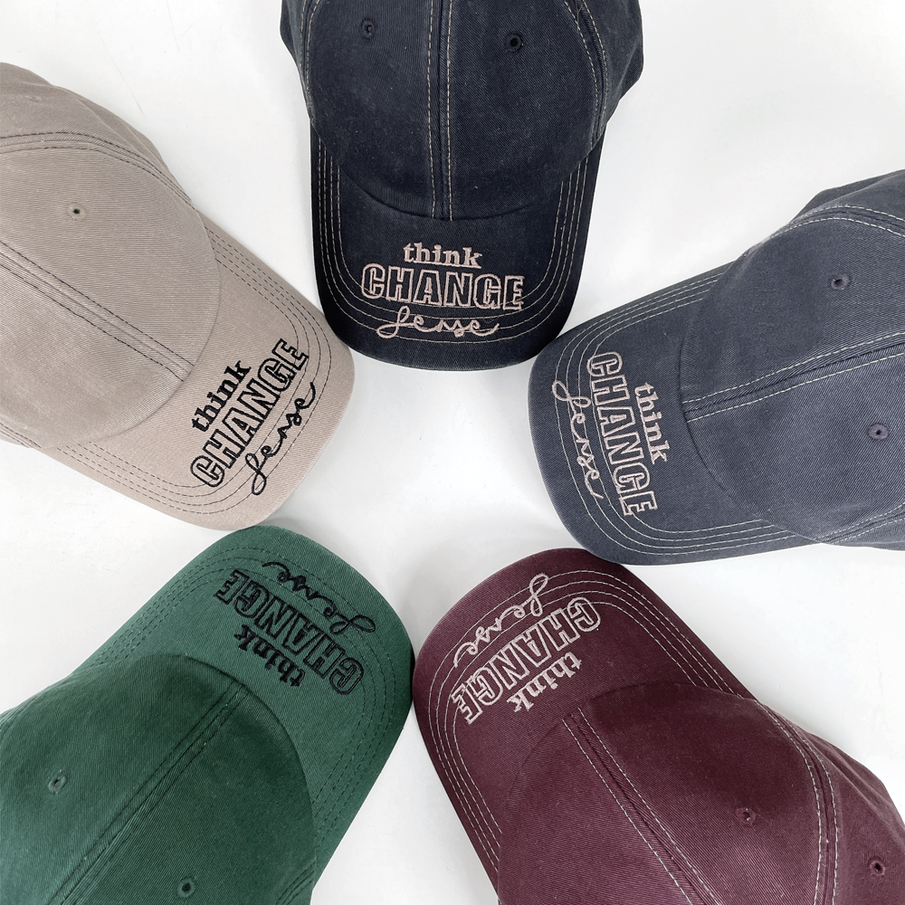 Think 워시드 코튼 스티치 남자여자 야구 볼캡 모자