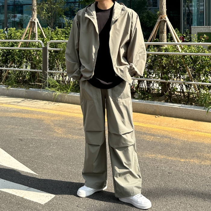 남자 후랭 봄 가을 오버핏 후드 바람막이 자켓 이미지 2