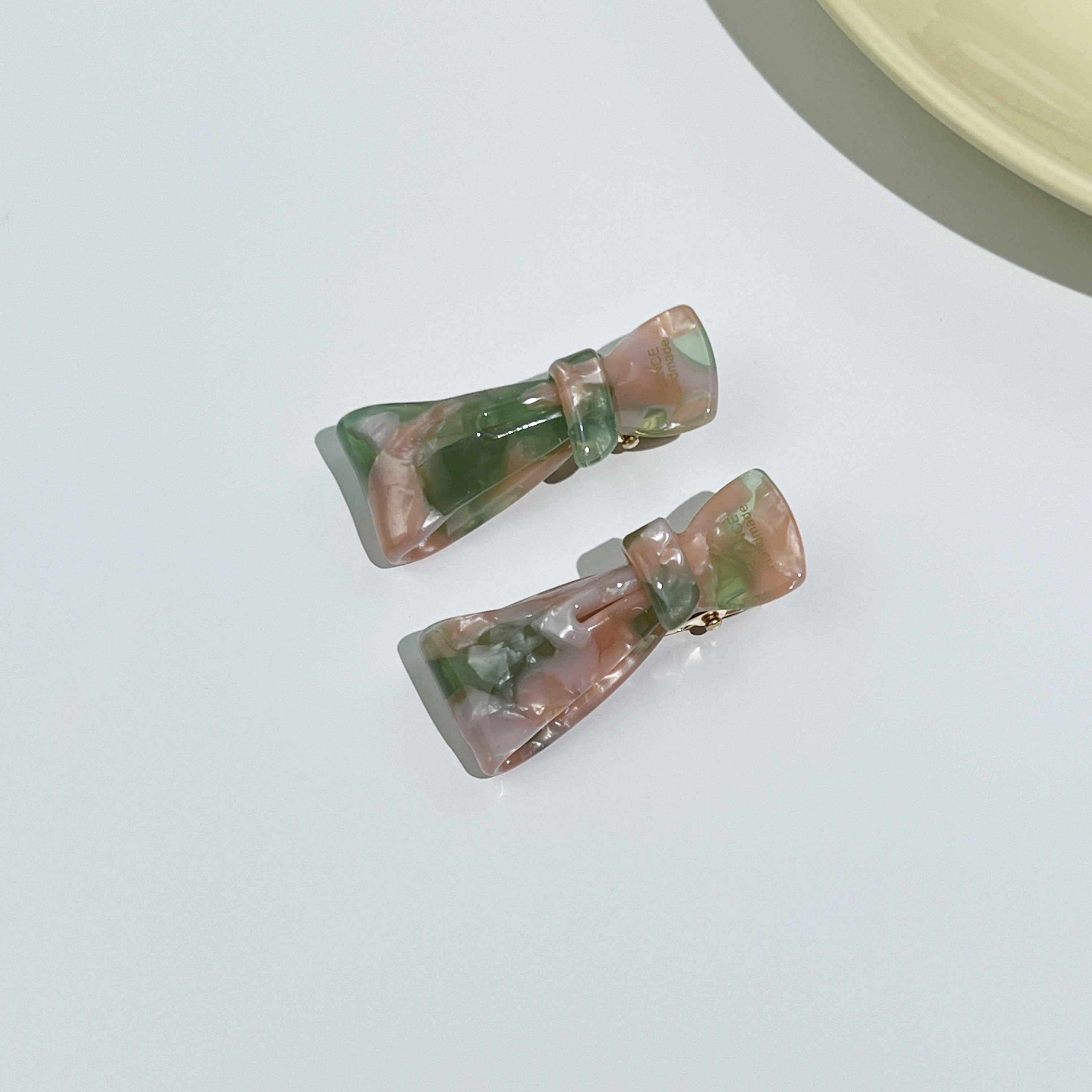 프랑스핀 셀룰로오스 포인트 자개 호피 마블 리본 옆머리 앞머리 핀 클립 헤어 집게핀 이미지 6