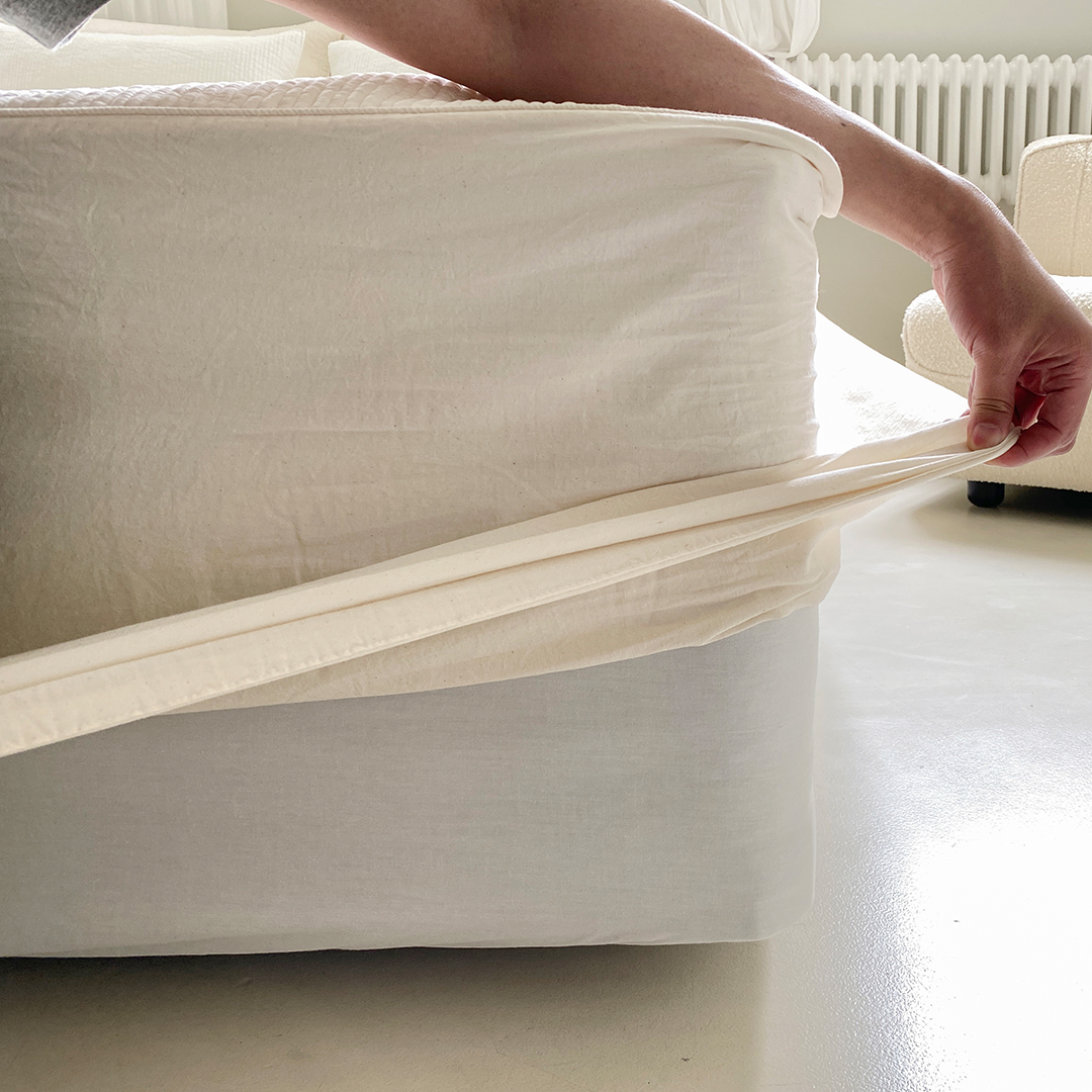 오가닉 순면 누빔 매트리스커버 피그먼트 몽제 침대커버 기본 S