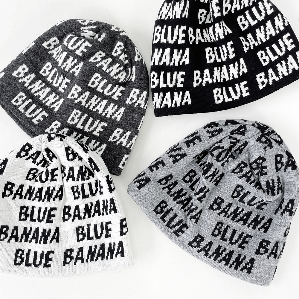 BLUE BANANA 레터링 니트 골지 롱 비니 - 상세 이미지 2
