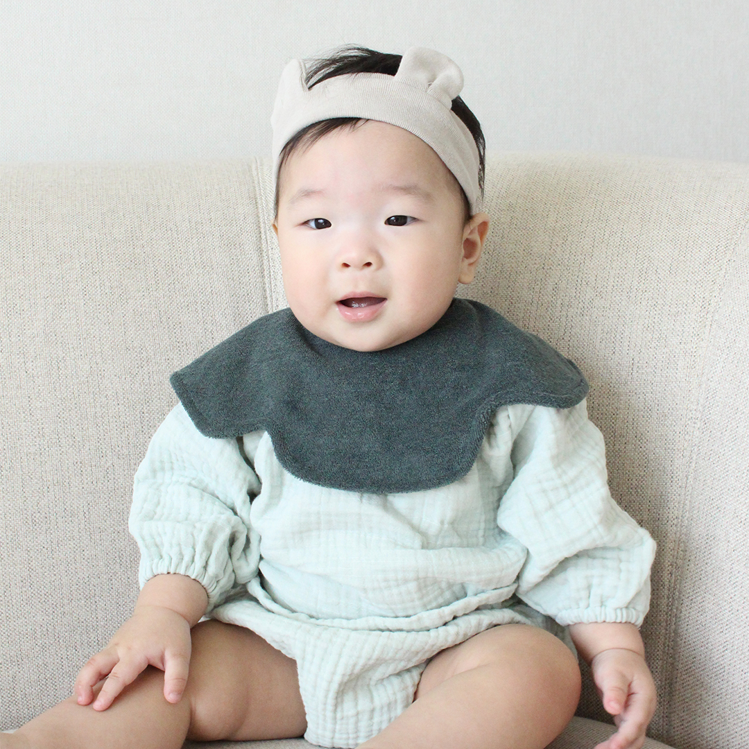 [바니블라썸] 빅사이즈 테리롤링 턱받이 아기 빕 테리빕 타올턱받이 침받이 크림