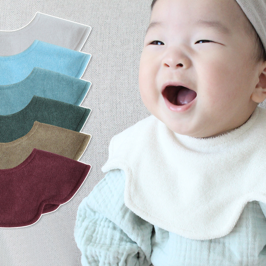 [바니블라썸] 빅사이즈 테리롤링 턱받이 아기 빕 테리빕 타올턱받이 침받이 크림