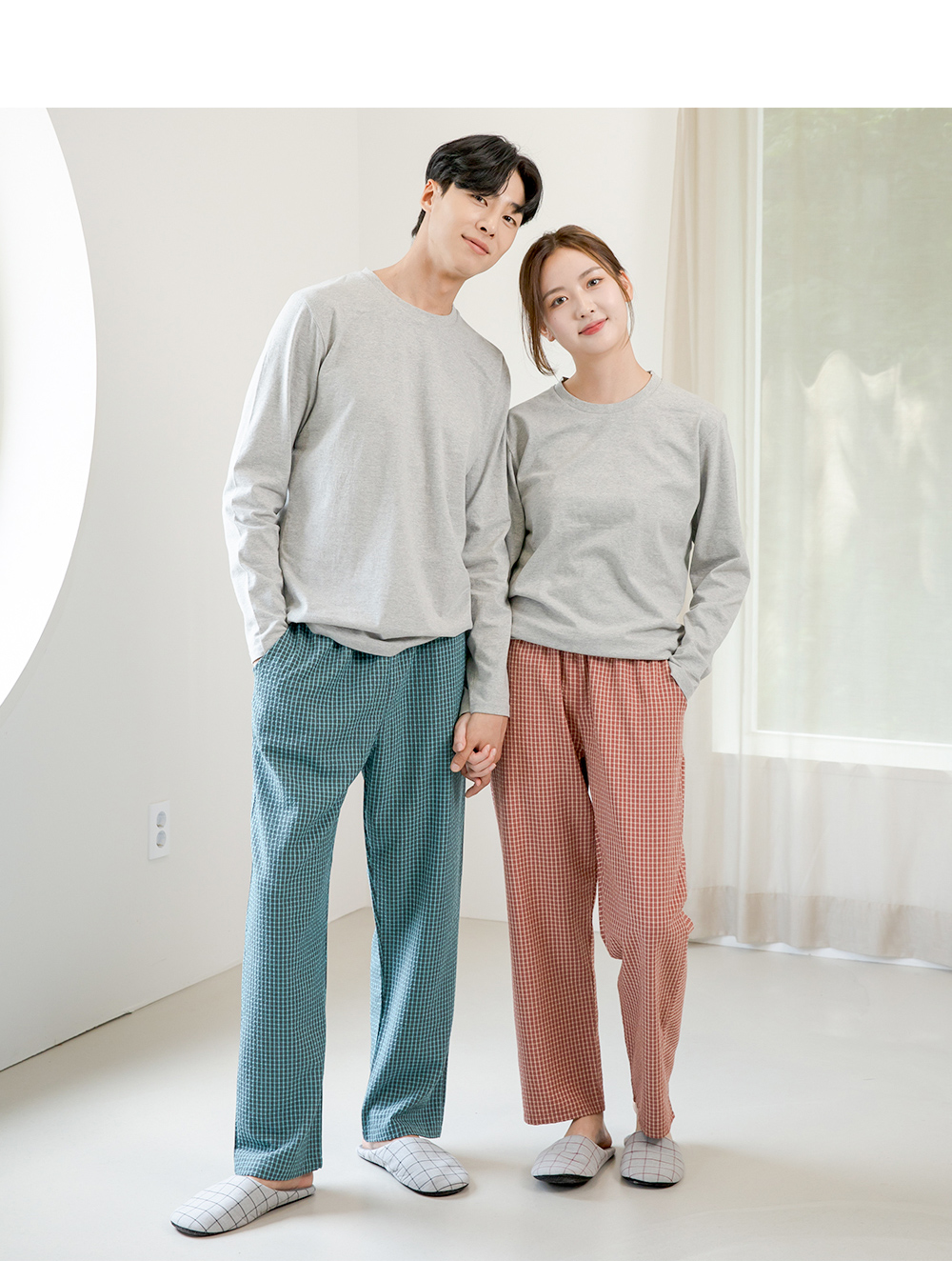 체크 파자마 바지 커플 잠옷바지 여성 남자 홈웨어 AP9-310 치크체크 상세 이미지 32