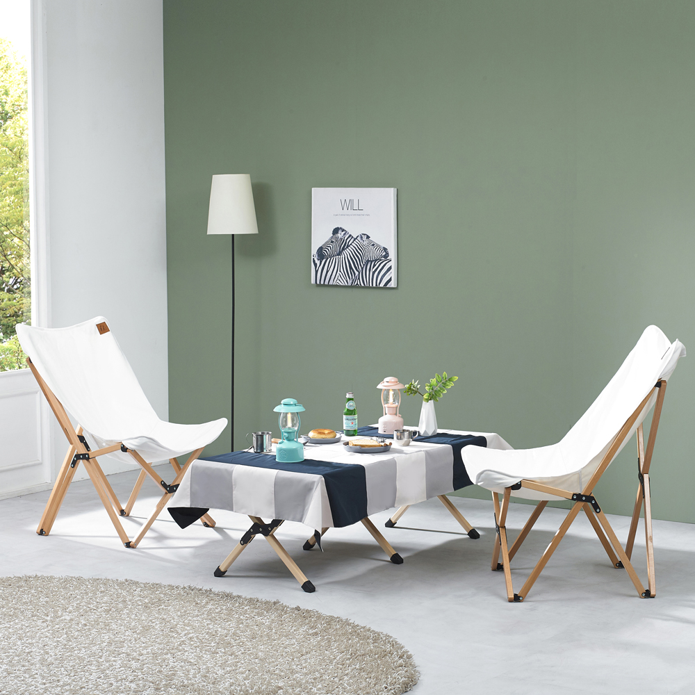 원목 접이식 테이블 캠핑 우드 롤테이블 캠핑의자 릴렉스체어2개 세트
