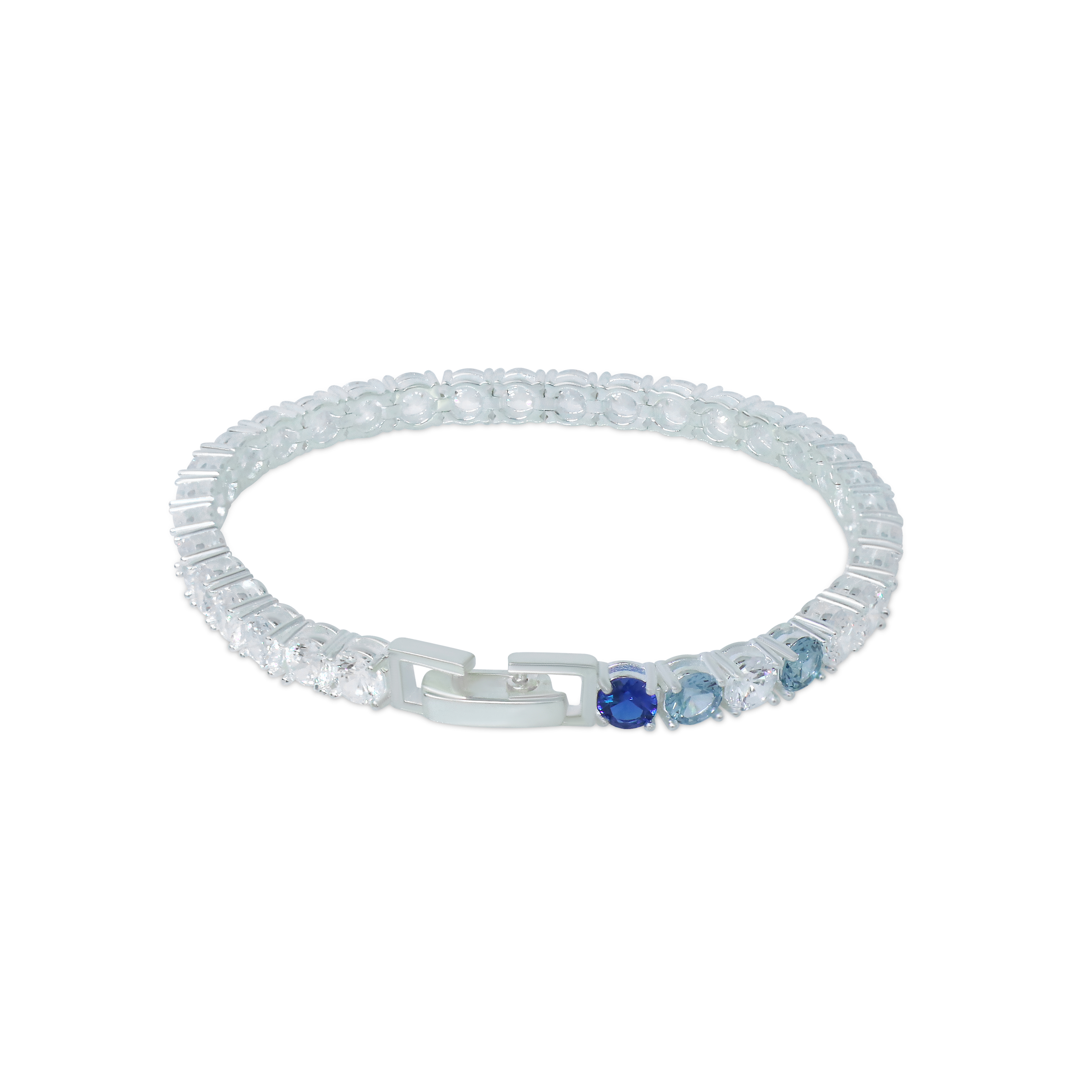 실버 925 4mm 블루 라운드 테니스팔찌 큐빅 지르코니아 이미지 7
