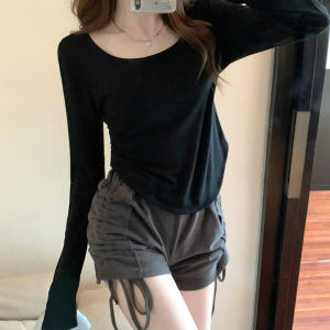 여성라운드티 긴팔 이너 무지 봄 가을 간절기 흰티 롱티 라운드넥 데일리 착용 후기 | 사이즈/핏 총정리 - 상품 이미지 2