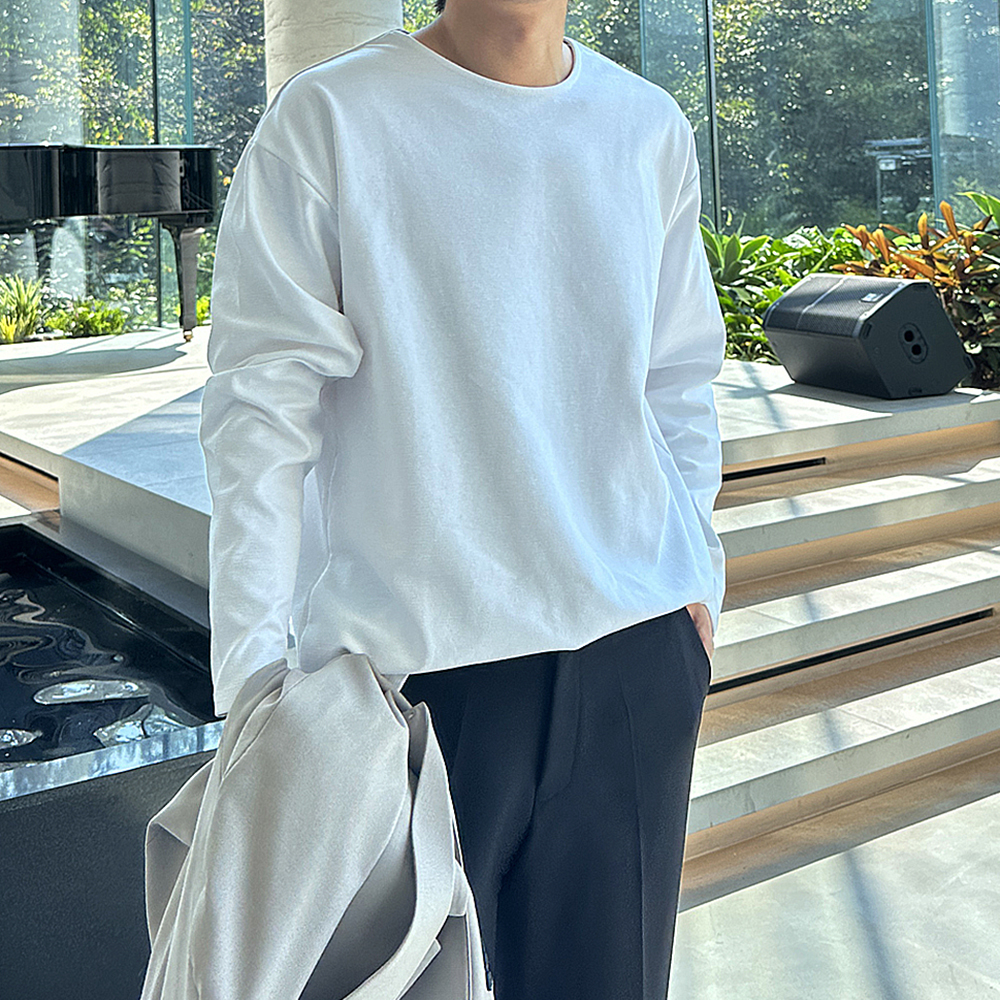 남자긴팔티 이너 코듀로이 보트넥 티셔츠 이미지 2