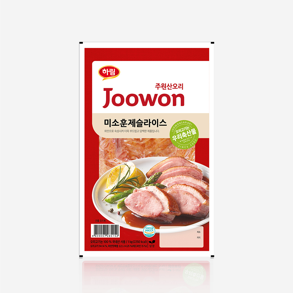 하림 주원산오리 미소 오리 훈제 슬라이스 1kg 오리고기 국산100%