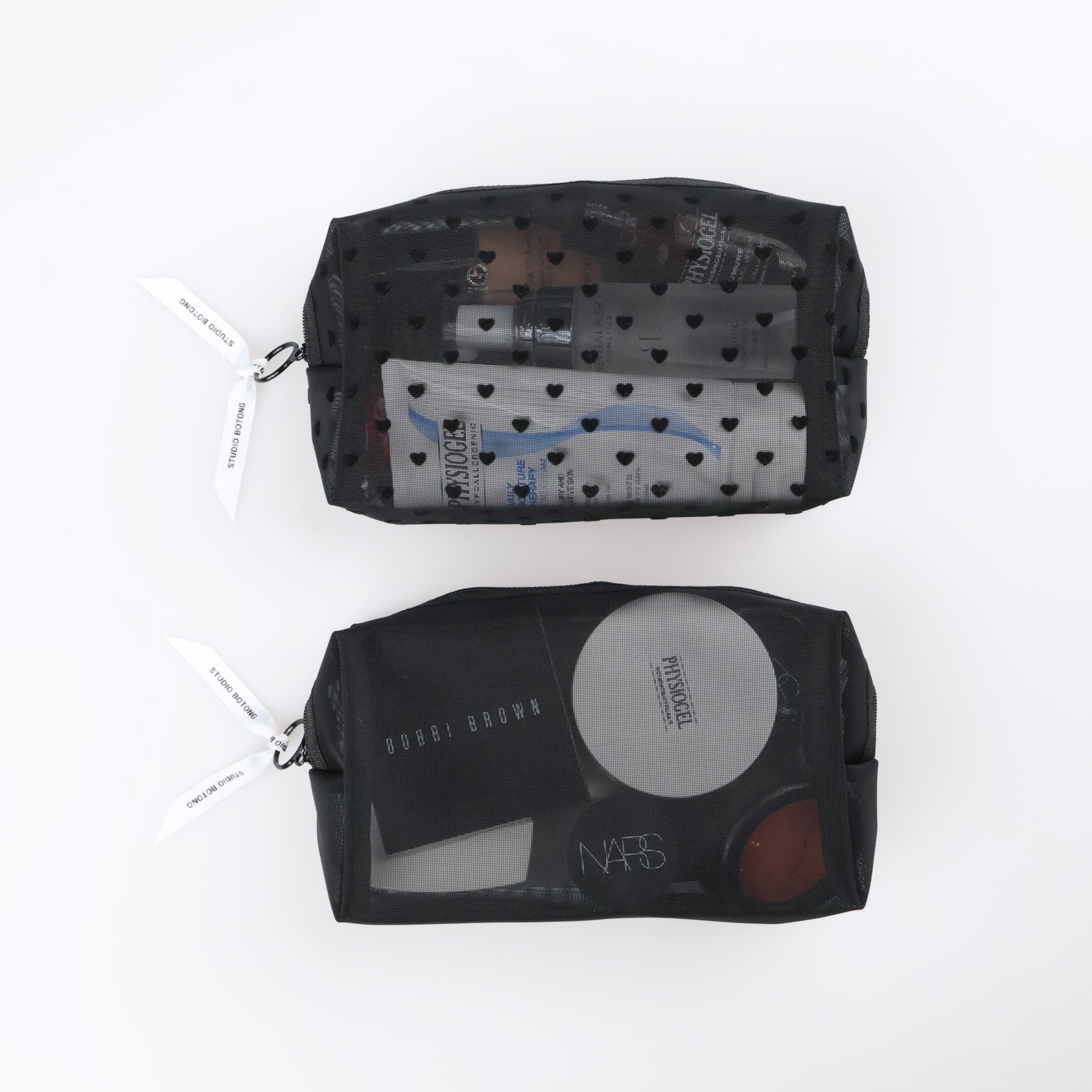 하트 무지 메쉬파우치 여행용 화장품 매쉬 립스틱 미니파우치