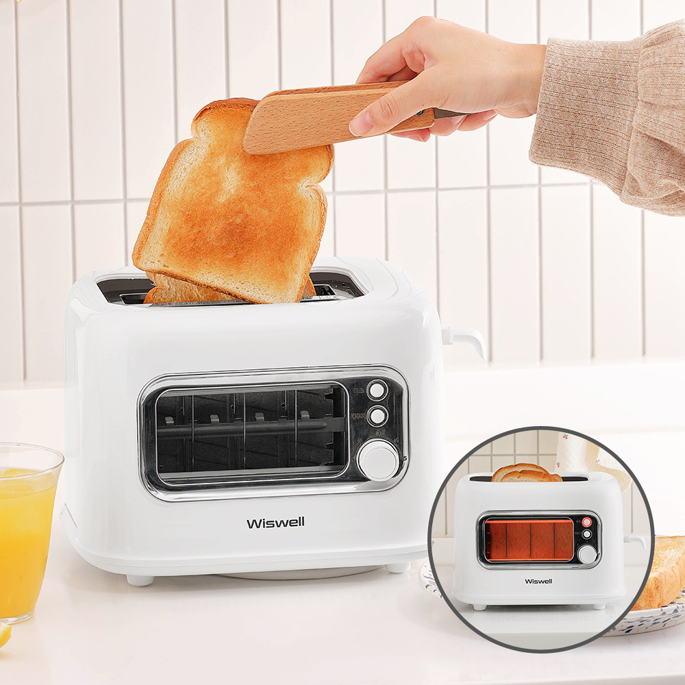 위즈웰 보이는 토스트기 팝업 식빵 예쁜 토스터기 토스트 기계 TA8200 화이트