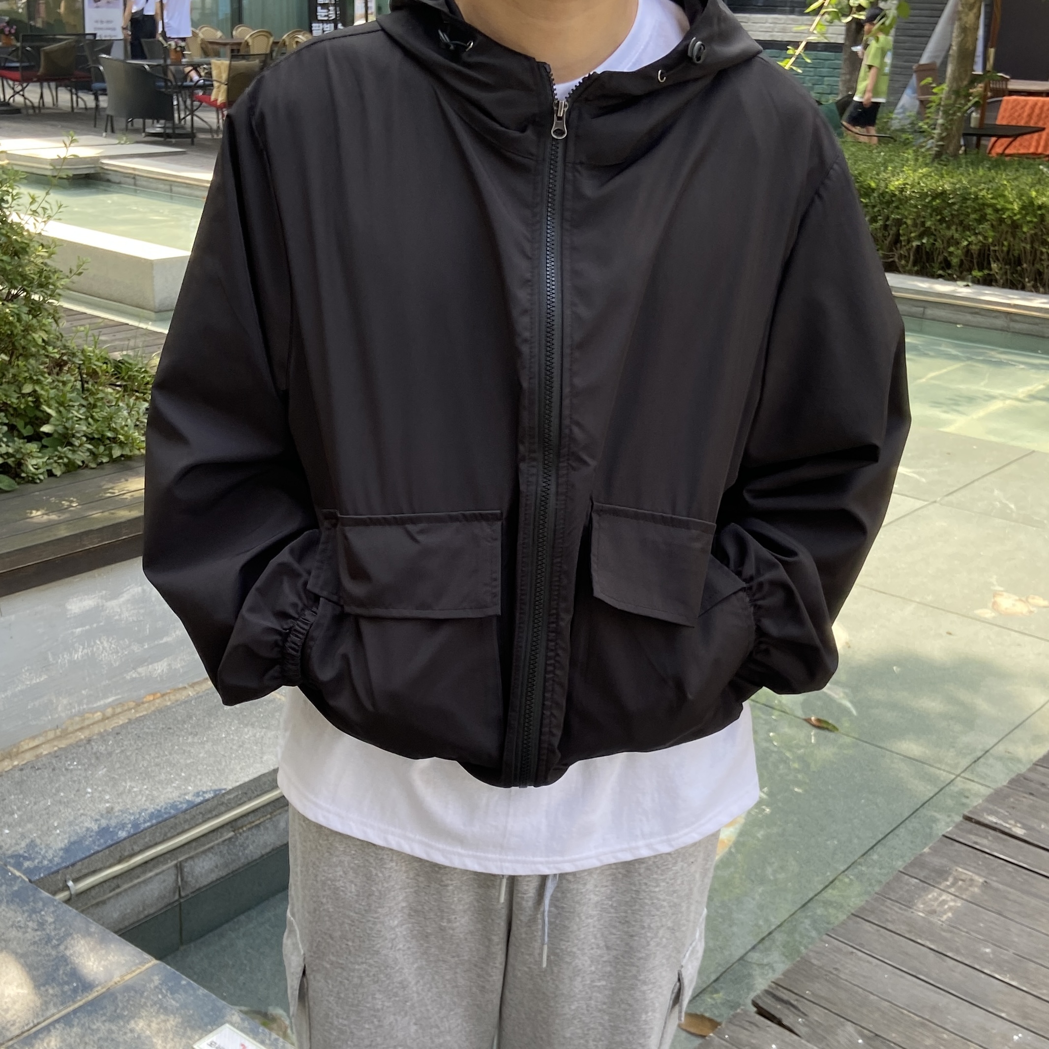 오버핏바람막이 남녀공용바람막이 남자숏야상 - 상세 이미지 3