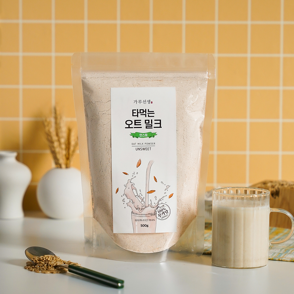 가루선생 타먹는 오트밀크 언스윗 500g 무가당 껍질까지 사용한 귀리우유 오트밀 우유