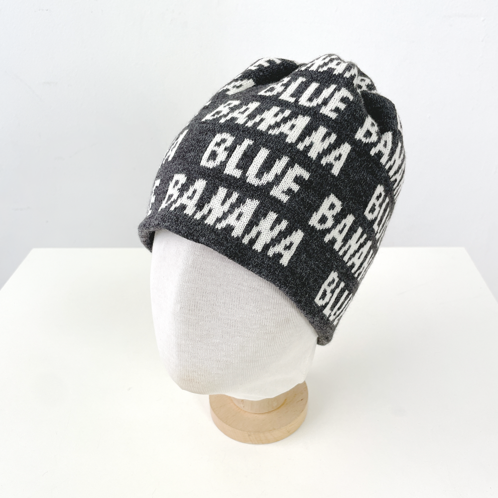 BLUE BANANA 레터링 니트 골지 롱 비니 - 상세 이미지 4