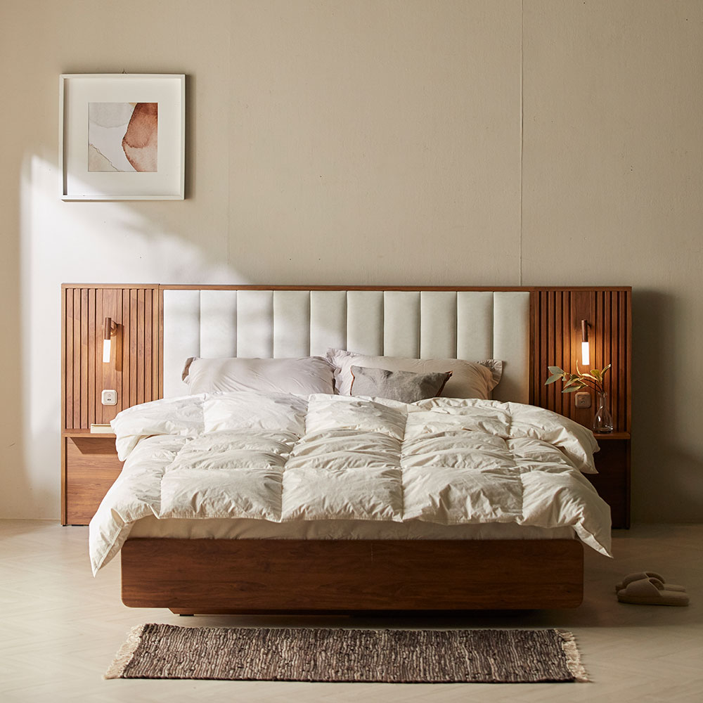 장인가구 로시 템바보드 호텔식 침대 Q 3단 서랍 수납 부부 신혼 침대 프레임 Q