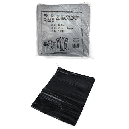 드림로켓 협력사 국산 일반 쓰레기 봉투 음식물 종량제 검은 비닐 20L 100P 쓰래기 분리수거용 재활용 끈있는 20리터 두꺼운 사각 봉지 식품용 과일 끈달린 분리수거 마트 대용량 검정