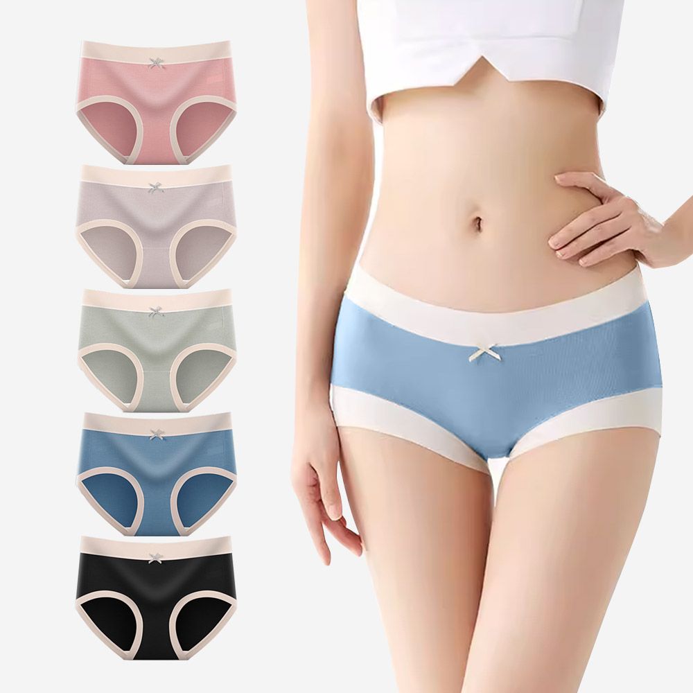 밀라노 편한 여성속옷 노라인 심리스 햄라인 숏 투톤 면 모달 삼각팬티 5매 제품 이미지