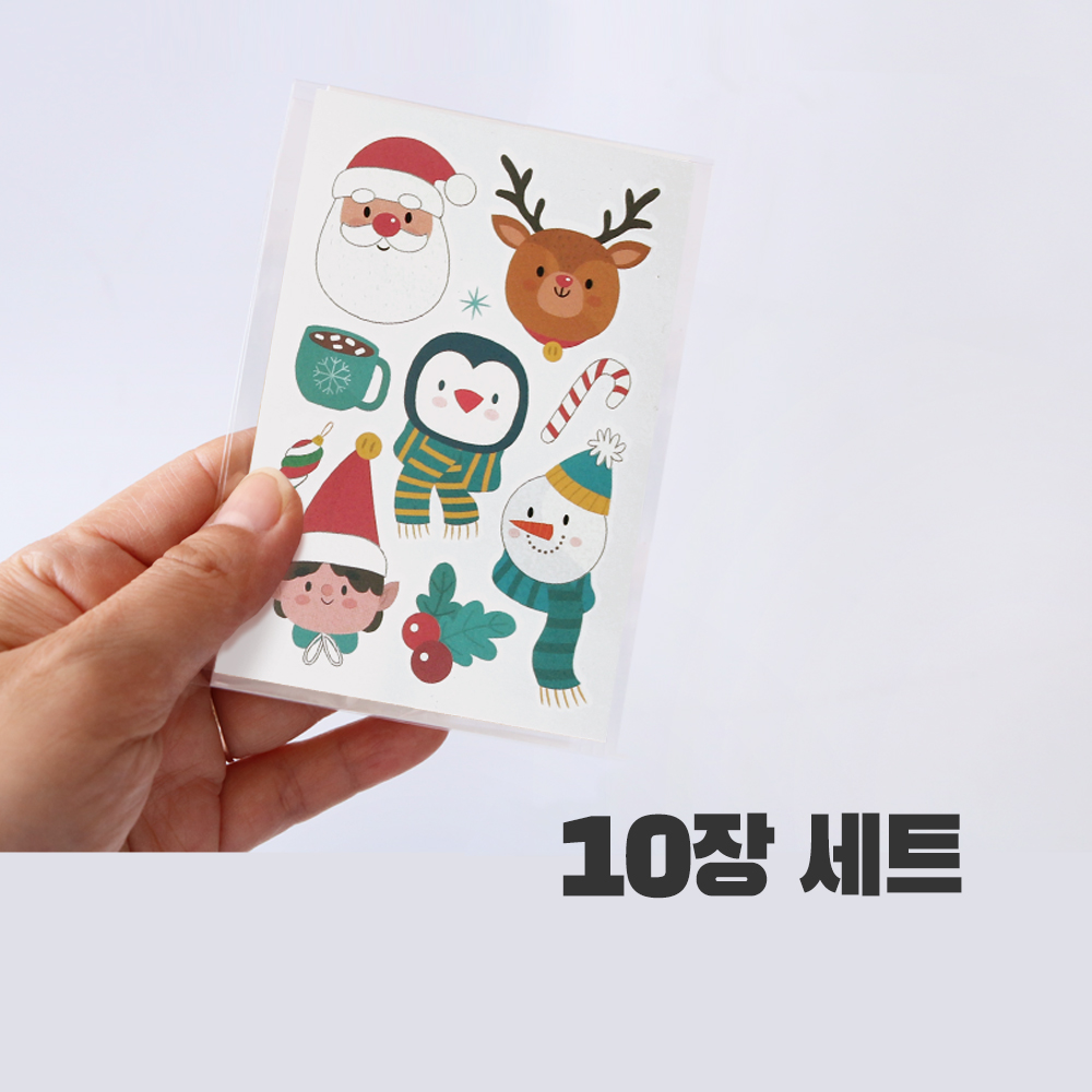 니즈엘 KC 어린이 타투스티커 크리스마스 선물 판박이 헤나 WY 성탄절 (10장) - 상세 이미지 3