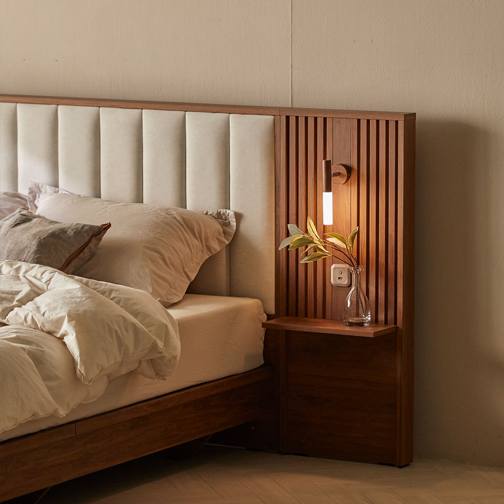 장인가구 로시 아쿠아패브릭 템바보드 호텔식침대 프레임(협탁패널2) Q 일반형