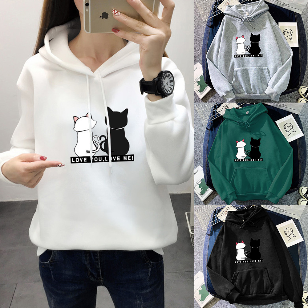 여성 오버핏 후드티 고양이 맨투맨 기모 겨울 가을 레이어드 긴팔티 착용 후기 | 사이즈/핏 총정리 - 대표 이미지