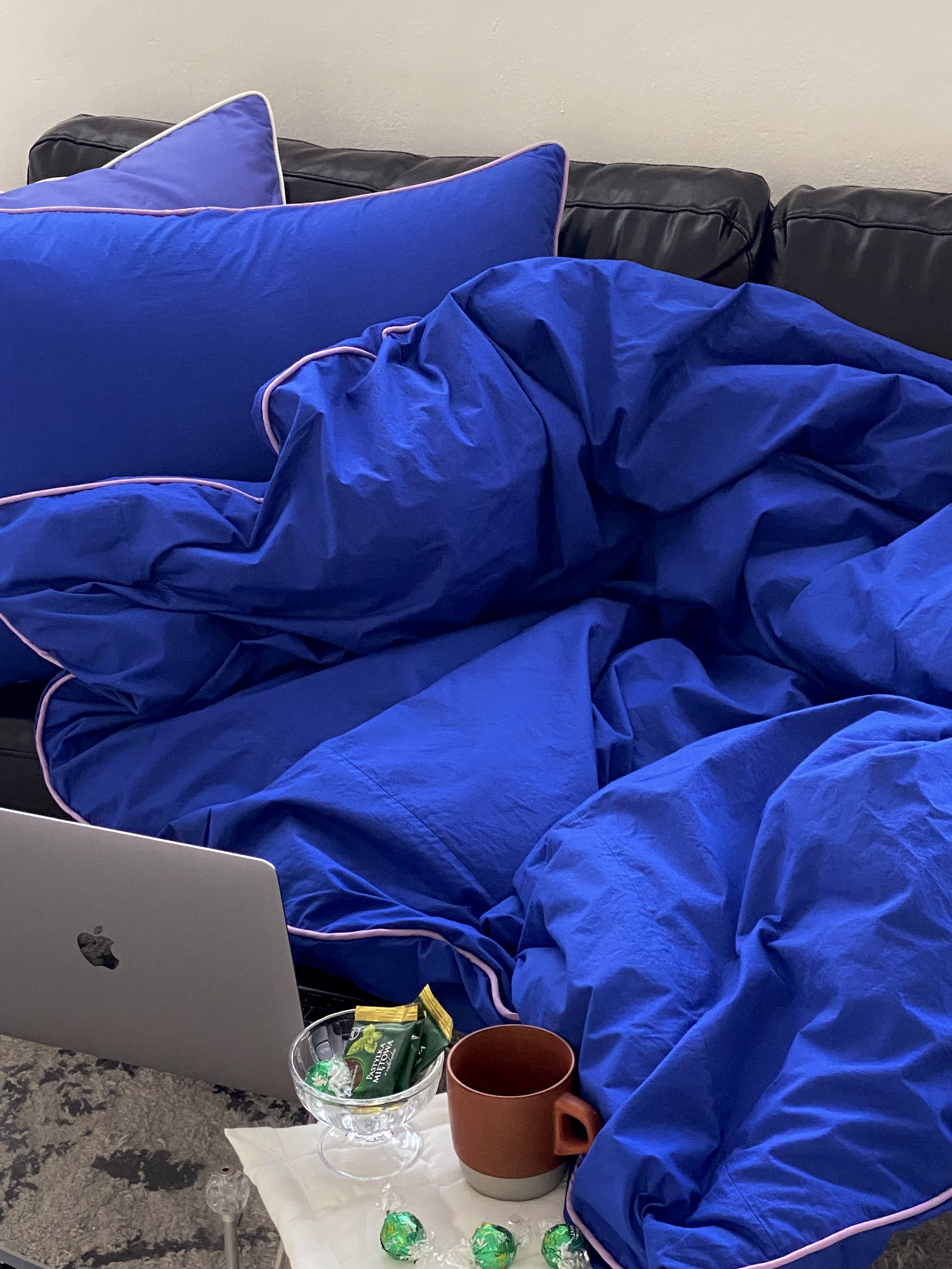 [선데이무드] 미드나잇블루 바이오워싱 60수면 이불 커버