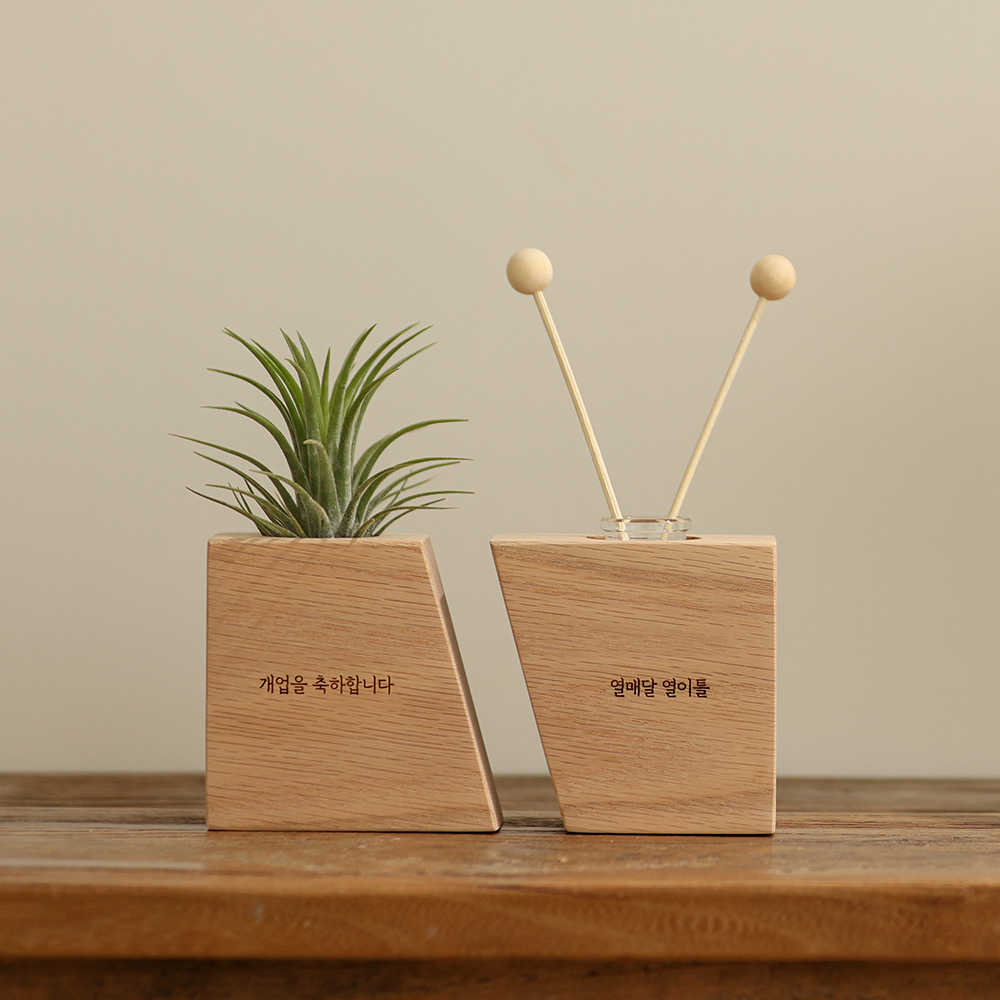 원목 각인 이오난사 화분 디퓨저 실내방향제 100ml 집들이선물 베이직 네이처던 연꽃체