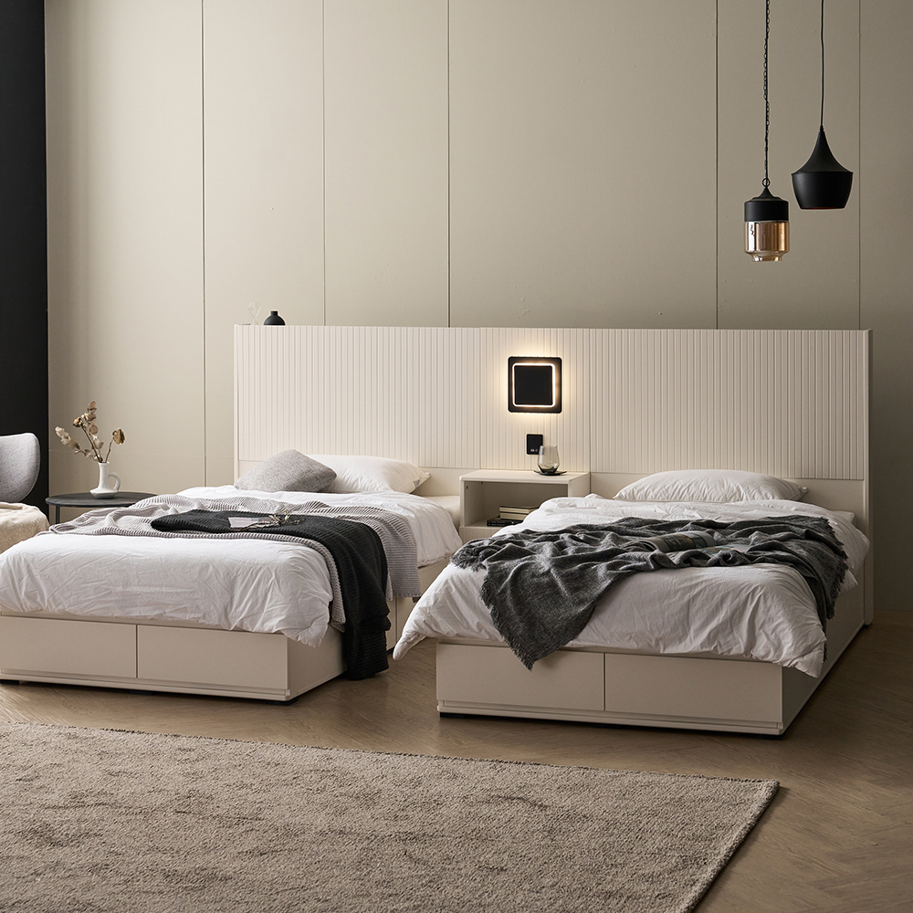 피아 신혼 부부 호텔 침대 원목 프레임 퀸 킹 사이즈 Q/K공용 국내생산