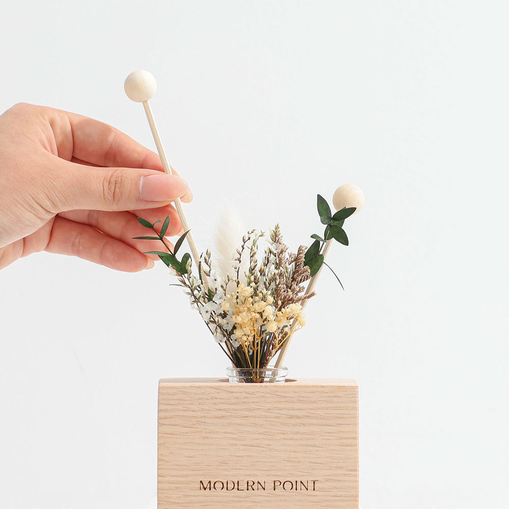 원목 각인 플라워 디퓨저 실내방향제 100ml 집들이선물 A타입 네이처 던