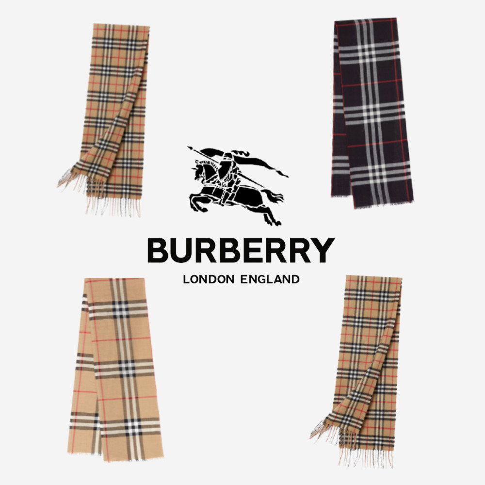 버버리 체크 머플러 베이지 클래식 빈티지 라이트 미니 울 실크 캐시미어