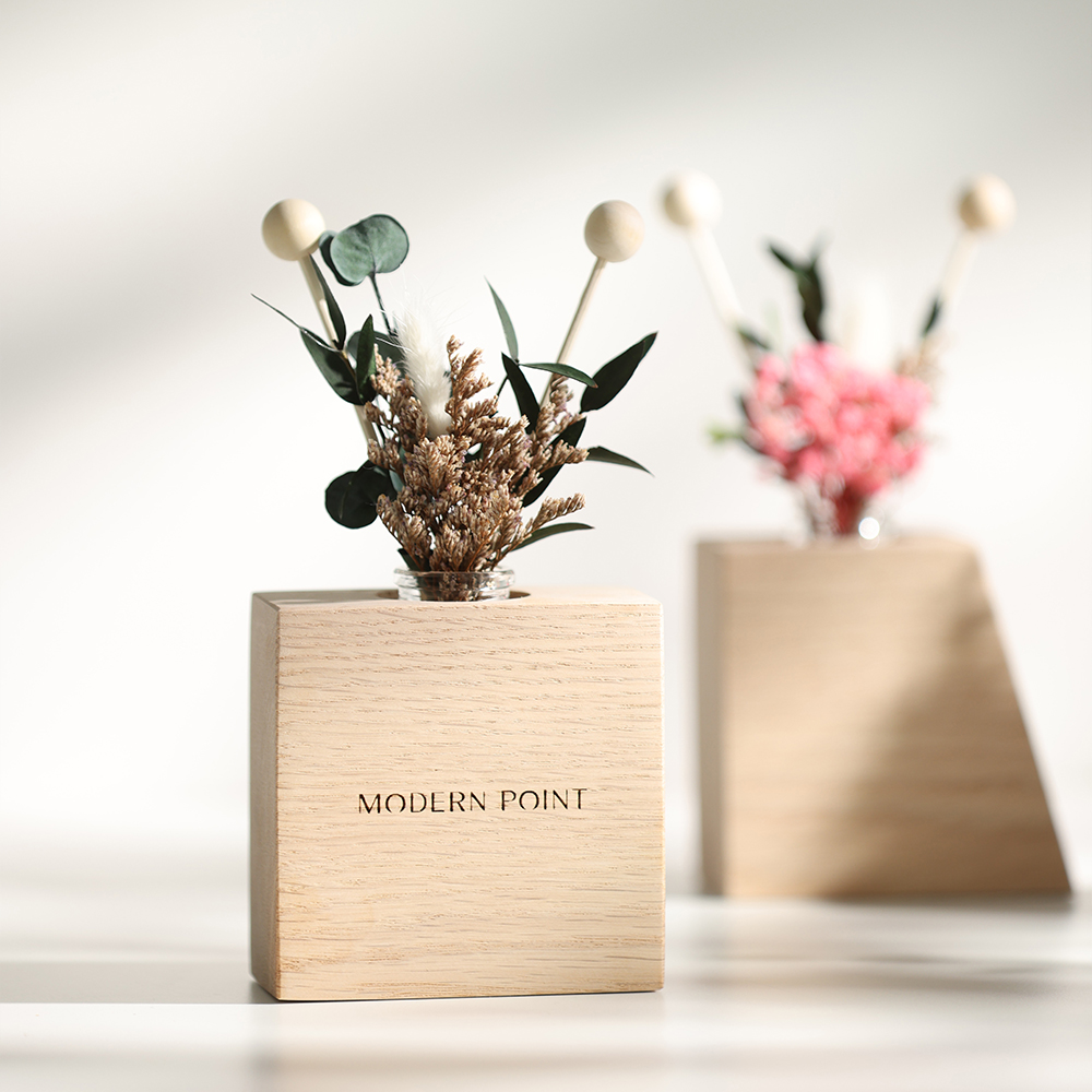 원목 각인 플라워 디퓨저 실내방향제 100ml 집들이선물 A타입 네이처 던