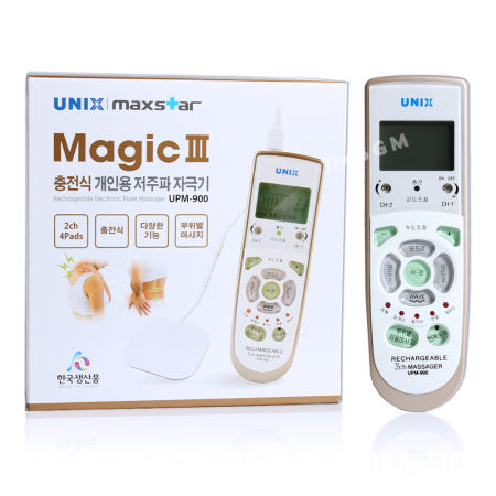 [유닉스 판매점] 저주파 자극기 물리치료 UPM-900A (충전식 2채널 4패드)