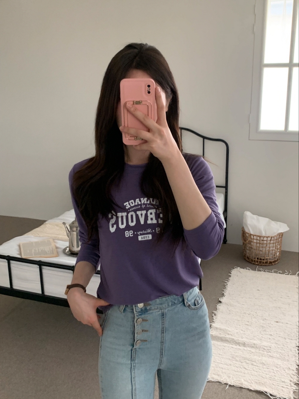 레이어드티 기본티 쿠파 레터링 여성 가을 이너 긴팔 티셔츠 이미지 3