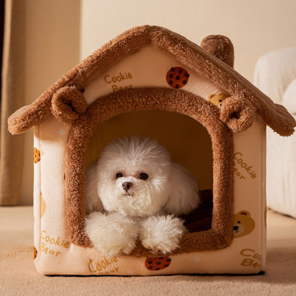 강아지 하우스 고양이 숨숨집 텐트 침대 동굴집 세모지붕하우스 회색 중형