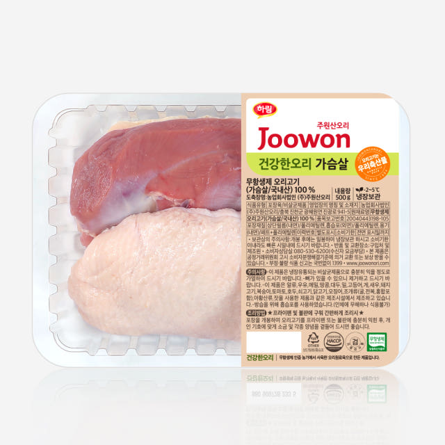 하림 주원산오리 무항생제 건강한 오리 가슴살 500g (냉장)