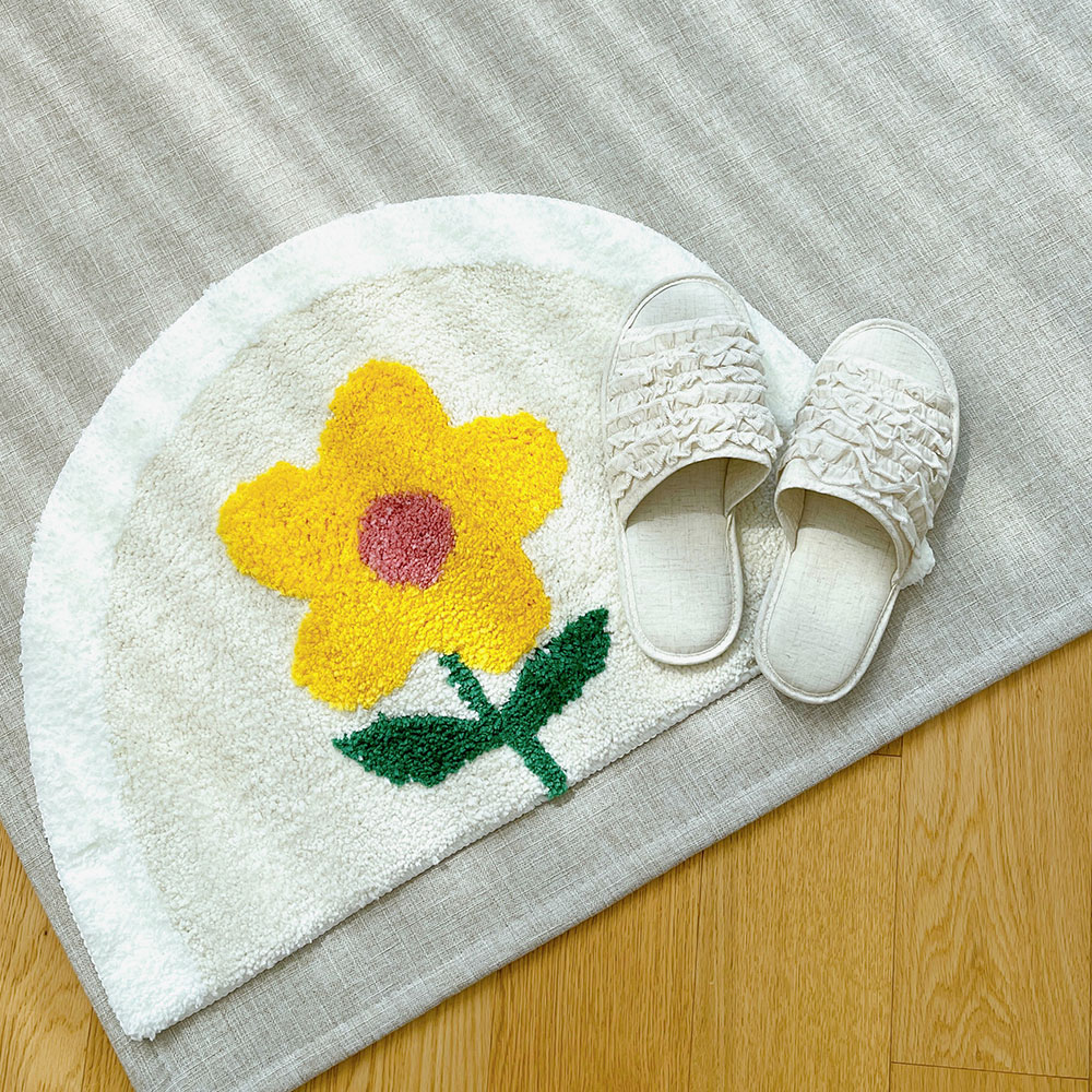 사라하우스 화사한 노란 꽃 발매트 주방 매트 거실 현관 욕실 침실 메트 집들이선물