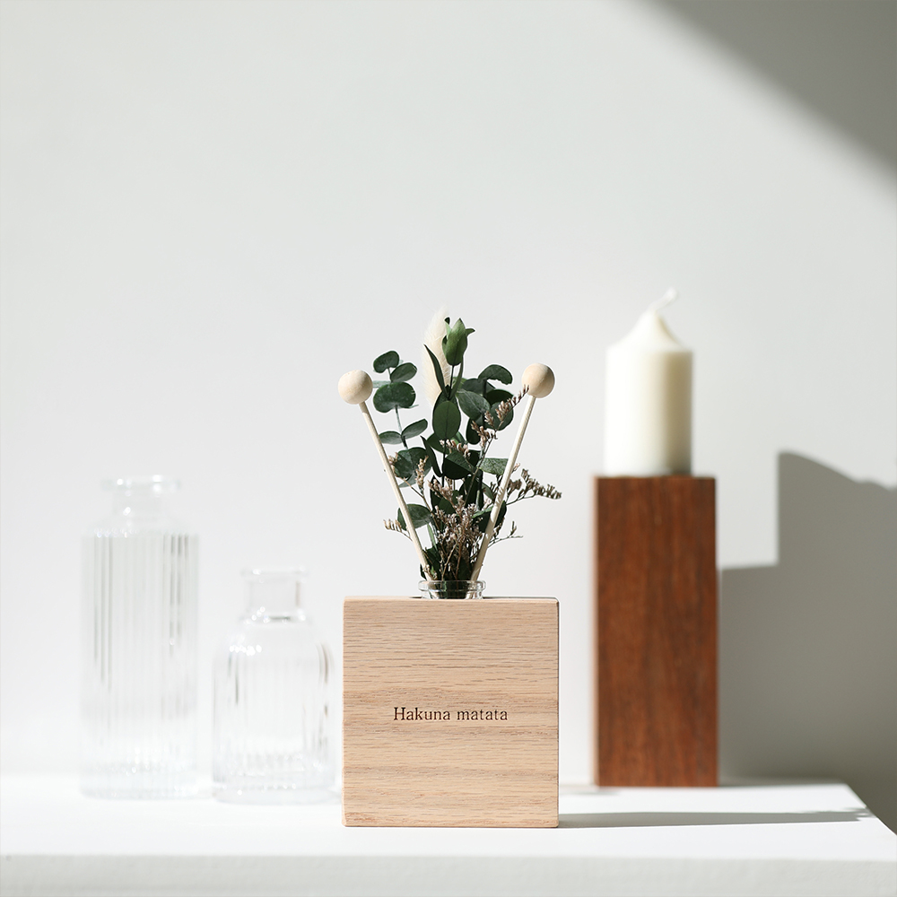 원목 각인 플라워 디퓨저 실내방향제 100ml 집들이선물 A타입 네이처 던