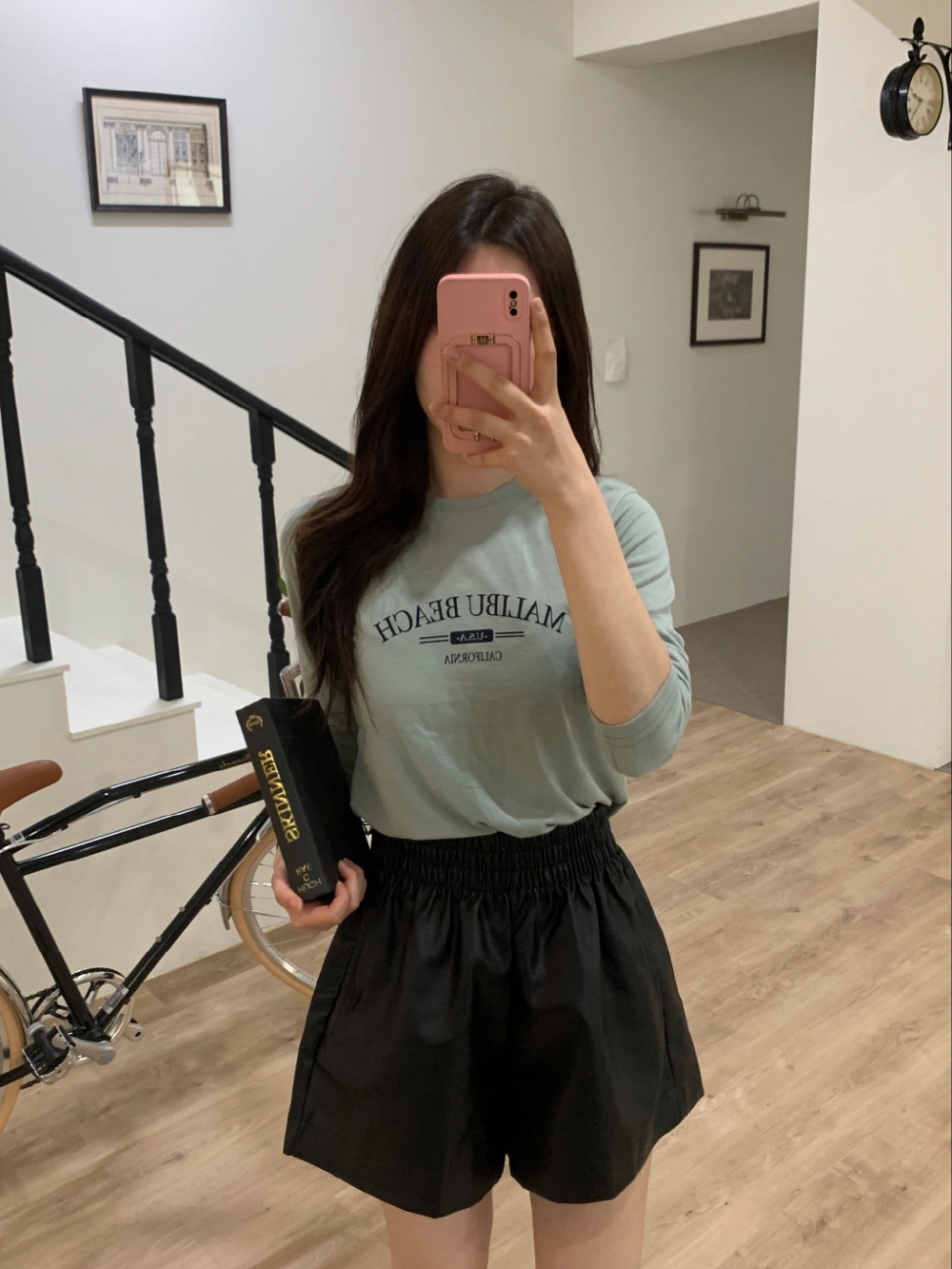기본티 레이어드티 말리부 레터링 이너 여성 긴팔 티셔츠 이미지 4