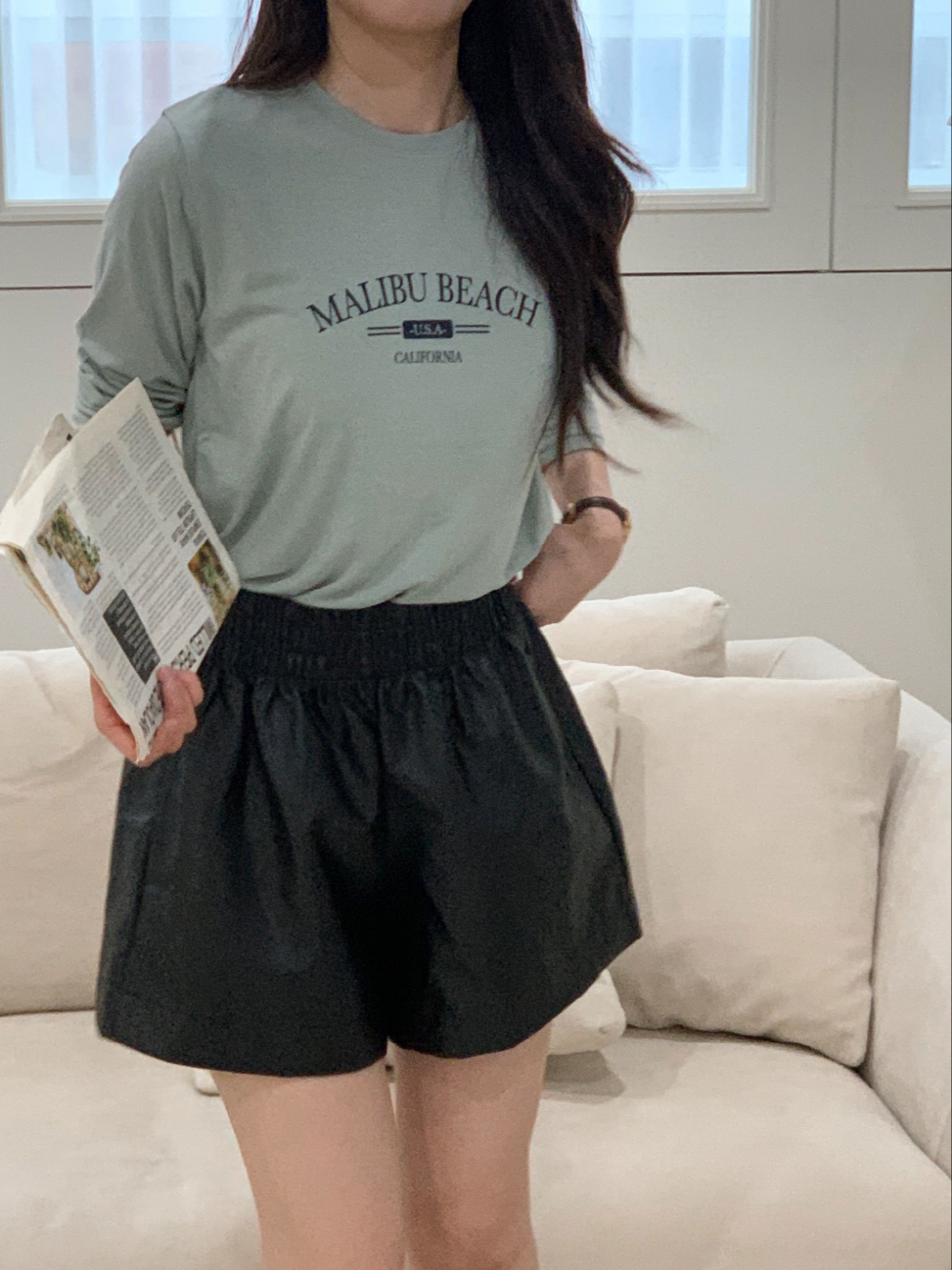 기본티 레이어드티 말리부 레터링 이너 여성 긴팔 티셔츠 이미지 3