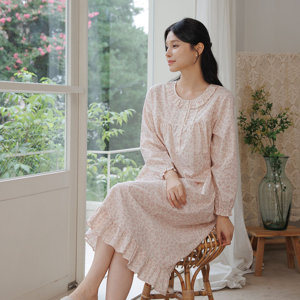 아사면잠옷 아사면원피스 여성실내복 - 상세 이미지 5
