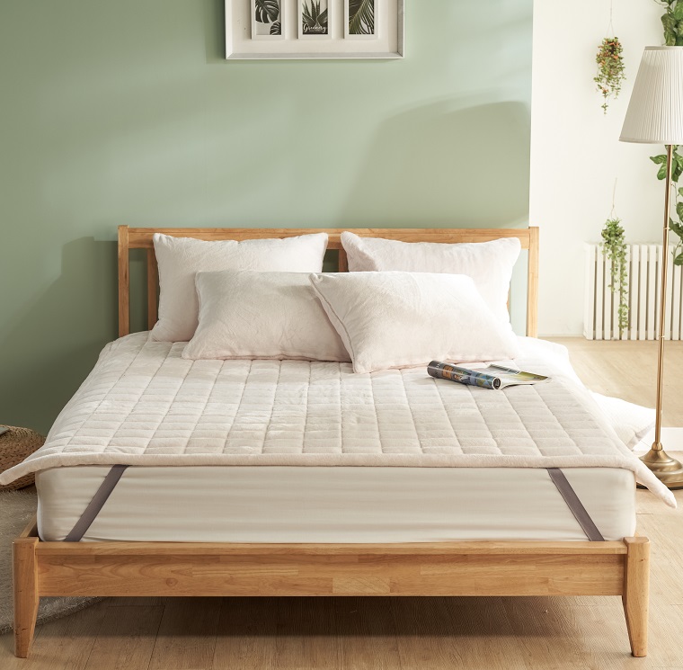 라지킹 패드 극세사 침대패드 고정밴드 겨울 매트리스